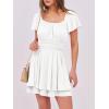 imageCaracilia Women Cute Summer Romper Dress Flowy Short Sleeve Square Neck Elastic Waist 2025 Casual Fashion OutfitsWhite