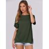 imageCaracilia Women Summer Lightweight Sweater Top Oversized Short Sleeve Drop Shoulder Seams Outside Casual TShirts Trendy 2025Army Green