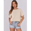 imageCaracilia Women Summer Lightweight Sweater Top Oversized Short Sleeve Drop Shoulder Seams Outside Casual TShirts Trendy 2025Beige