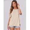 imageCaracilia Women Summer Lightweight Sweater Top Oversized Short Sleeve Drop Shoulder Seams Outside Casual TShirts Trendy 2025Beige