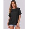 imageCaracilia Women Summer Lightweight Sweater Top Oversized Short Sleeve Drop Shoulder Seams Outside Casual TShirts Trendy 2025Black