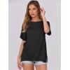 imageCaracilia Women Summer Lightweight Sweater Top Oversized Short Sleeve Drop Shoulder Seams Outside Casual TShirts Trendy 2025Black