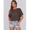 imageCaracilia Women Summer Lightweight Sweater Top Oversized Short Sleeve Drop Shoulder Seams Outside Casual TShirts Trendy 2025Coffee