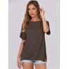 imageCaracilia Women Summer Lightweight Sweater Top Oversized Short Sleeve Drop Shoulder Seams Outside Casual TShirts Trendy 2025Coffee