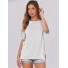 imageCaracilia Women Summer Lightweight Sweater Top Oversized Short Sleeve Drop Shoulder Seams Outside Casual TShirts Trendy 2025Cream White