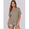 imageCaracilia Women Summer Lightweight Sweater Top Oversized Short Sleeve Drop Shoulder Seams Outside Casual TShirts Trendy 2025Khaki