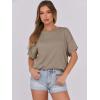 imageCaracilia Women Summer Lightweight Sweater Top Oversized Short Sleeve Drop Shoulder Seams Outside Casual TShirts Trendy 2025Khaki