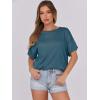 imageCaracilia Women Summer Lightweight Sweater Top Oversized Short Sleeve Drop Shoulder Seams Outside Casual TShirts Trendy 2025Lake Blue