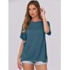 imageCaracilia Women Summer Lightweight Sweater Top Oversized Short Sleeve Drop Shoulder Seams Outside Casual TShirts Trendy 2025Lake Blue