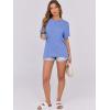 imageCaracilia Women Summer Lightweight Sweater Top Oversized Short Sleeve Drop Shoulder Seams Outside Casual TShirts Trendy 2025Light Blue