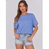 imageCaracilia Women Summer Lightweight Sweater Top Oversized Short Sleeve Drop Shoulder Seams Outside Casual TShirts Trendy 2025Light Blue