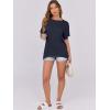 imageCaracilia Women Summer Lightweight Sweater Top Oversized Short Sleeve Drop Shoulder Seams Outside Casual TShirts Trendy 2025Navy Blue