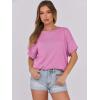 imageCaracilia Women Summer Lightweight Sweater Top Oversized Short Sleeve Drop Shoulder Seams Outside Casual TShirts Trendy 2025Pink