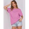 imageCaracilia Women Summer Lightweight Sweater Top Oversized Short Sleeve Drop Shoulder Seams Outside Casual TShirts Trendy 2025Pink