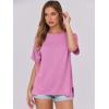 imageCaracilia Women Summer Lightweight Sweater Top Oversized Short Sleeve Drop Shoulder Seams Outside Casual TShirts Trendy 2025Pink