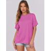 imageCaracilia Women Summer Lightweight Sweater Top Oversized Short Sleeve Drop Shoulder Seams Outside Casual TShirts Trendy 2025Rose Red