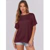imageCaracilia Women Summer Lightweight Sweater Top Oversized Short Sleeve Drop Shoulder Seams Outside Casual TShirts Trendy 2025Wine Red