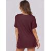 imageCaracilia Women Summer Lightweight Sweater Top Oversized Short Sleeve Drop Shoulder Seams Outside Casual TShirts Trendy 2025Wine Red