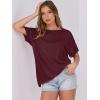 imageCaracilia Women Summer Lightweight Sweater Top Oversized Short Sleeve Drop Shoulder Seams Outside Casual TShirts Trendy 2025Wine Red