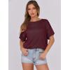 imageCaracilia Women Summer Lightweight Sweater Top Oversized Short Sleeve Drop Shoulder Seams Outside Casual TShirts Trendy 2025Wine Red