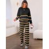 imageCaracilia Womens 2 Piece Outfits Sweater Sets Striped Oversized Sweaters Knit Wide Leg Pant Lounge Set 2025 Fall OutfitsBlack Striped Combo