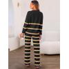 imageCaracilia Womens 2 Piece Outfits Sweater Sets Striped Oversized Sweaters Knit Wide Leg Pant Lounge Set 2025 Fall OutfitsBlack Striped Combo