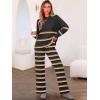 imageCaracilia Womens 2 Piece Outfits Sweater Sets Striped Oversized Sweaters Knit Wide Leg Pant Lounge Set 2025 Fall OutfitsBlack Striped Combo