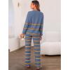 imageCaracilia Womens 2 Piece Outfits Sweater Sets Striped Oversized Sweaters Knit Wide Leg Pant Lounge Set 2025 Fall OutfitsDusty Blue Striped Combo