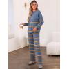 imageCaracilia Womens 2 Piece Outfits Sweater Sets Striped Oversized Sweaters Knit Wide Leg Pant Lounge Set 2025 Fall OutfitsDusty Blue Striped Combo