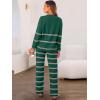 imageCaracilia Womens 2 Piece Outfits Sweater Sets Striped Oversized Sweaters Knit Wide Leg Pant Lounge Set 2025 Fall OutfitsGreen Striped Combo