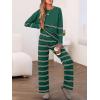 imageCaracilia Womens 2 Piece Outfits Sweater Sets Striped Oversized Sweaters Knit Wide Leg Pant Lounge Set 2025 Fall OutfitsGreen Striped Combo