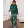 imageCaracilia Womens 2 Piece Outfits Sweater Sets Striped Oversized Sweaters Knit Wide Leg Pant Lounge Set 2025 Fall OutfitsGreen Striped Combo
