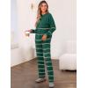 imageCaracilia Womens 2 Piece Outfits Sweater Sets Striped Oversized Sweaters Knit Wide Leg Pant Lounge Set 2025 Fall OutfitsGreen Striped Combo