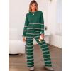 imageCaracilia Womens 2 Piece Outfits Sweater Sets Striped Oversized Sweaters Knit Wide Leg Pant Lounge Set 2025 Fall OutfitsGreen Striped Combo