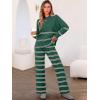 imageCaracilia Womens 2 Piece Outfits Sweater Sets Striped Oversized Sweaters Knit Wide Leg Pant Lounge Set 2025 Fall OutfitsGreen Striped Combo