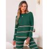 imageCaracilia Womens 2 Piece Outfits Sweater Sets Striped Oversized Sweaters Knit Wide Leg Pant Lounge Set 2025 Fall OutfitsGreen Striped Combo