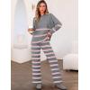 imageCaracilia Womens 2 Piece Outfits Sweater Sets Striped Oversized Sweaters Knit Wide Leg Pant Lounge Set 2025 Fall OutfitsGrey Striped Combo