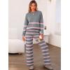 imageCaracilia Womens 2 Piece Outfits Sweater Sets Striped Oversized Sweaters Knit Wide Leg Pant Lounge Set 2025 Fall OutfitsGrey Striped Combo
