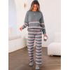 imageCaracilia Womens 2 Piece Outfits Sweater Sets Striped Oversized Sweaters Knit Wide Leg Pant Lounge Set 2025 Fall OutfitsGrey Striped Combo