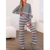 imageCaracilia Womens 2 Piece Outfits Sweater Sets Striped Oversized Sweaters Knit Wide Leg Pant Lounge Set 2025 Fall OutfitsGrey Striped Combo