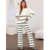 imageCaracilia Womens 2 Piece Outfits Sweater Sets Striped Oversized Sweaters Knit Wide Leg Pant Lounge Set 2025 Fall OutfitsKhaki Striped Combo