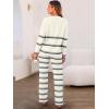 imageCaracilia Womens 2 Piece Outfits Sweater Sets Striped Oversized Sweaters Knit Wide Leg Pant Lounge Set 2025 Fall OutfitsKhaki Striped Combo
