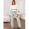 imageCaracilia Womens 2 Piece Outfits Sweater Sets Striped Oversized Sweaters Knit Wide Leg Pant Lounge Set 2025 Fall OutfitsKhaki Striped Combo