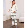 imageCaracilia Womens 2 Piece Outfits Sweater Sets Striped Oversized Sweaters Knit Wide Leg Pant Lounge Set 2025 Fall OutfitsKhaki Striped Combo