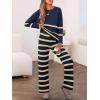 imageCaracilia Womens 2 Piece Outfits Sweater Sets Striped Oversized Sweaters Knit Wide Leg Pant Lounge Set 2025 Fall OutfitsNavy Striped Combo