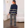 imageCaracilia Womens 2 Piece Outfits Sweater Sets Striped Oversized Sweaters Knit Wide Leg Pant Lounge Set 2025 Fall OutfitsNavy Striped Combo
