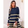 imageCaracilia Womens 2 Piece Outfits Sweater Sets Striped Oversized Sweaters Knit Wide Leg Pant Lounge Set 2025 Fall OutfitsNavy Striped Combo