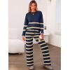 imageCaracilia Womens 2 Piece Outfits Sweater Sets Striped Oversized Sweaters Knit Wide Leg Pant Lounge Set 2025 Fall OutfitsNavy Striped Combo