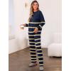 imageCaracilia Womens 2 Piece Outfits Sweater Sets Striped Oversized Sweaters Knit Wide Leg Pant Lounge Set 2025 Fall OutfitsNavy Striped Combo