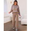 imageCaracilia Womens 2 Piece Outfits Sweater Sets Striped Oversized Sweaters Knit Wide Leg Pant Lounge Set 2025 Fall OutfitsNutmeg Striped Combo